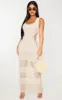 Petite Cream Crochet Plunged Maxi Dress sold by Pretty Little Thing