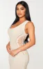 Petite Cream Crochet Plunged Maxi Dress sold by Pretty Little Thing