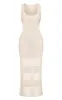 Petite Cream Crochet Plunged Maxi Dress sold by Pretty Little Thing