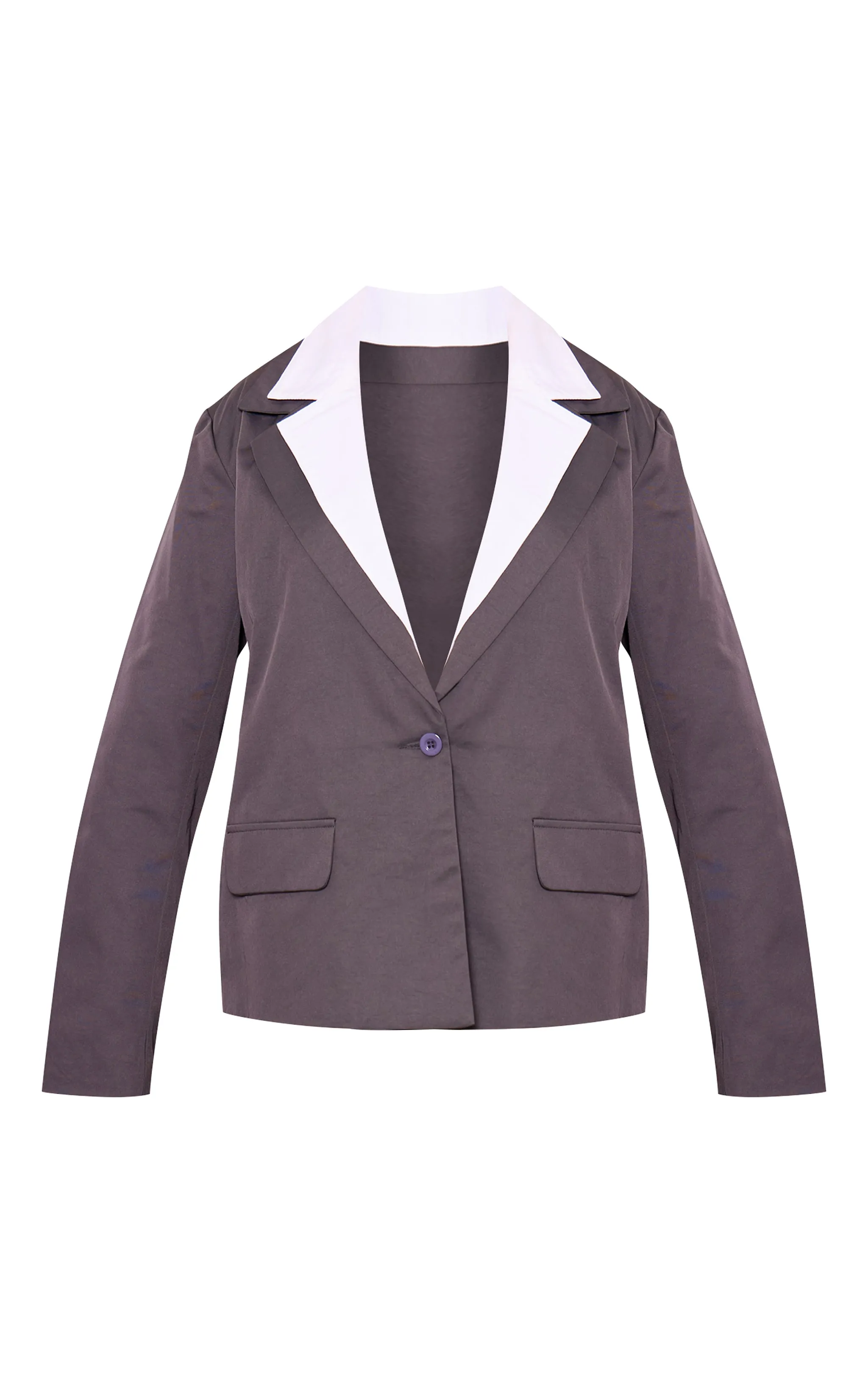 Charcoal Shirt Collar Detail Blazer sold by Pretty Little Thing product image thumbnail 5