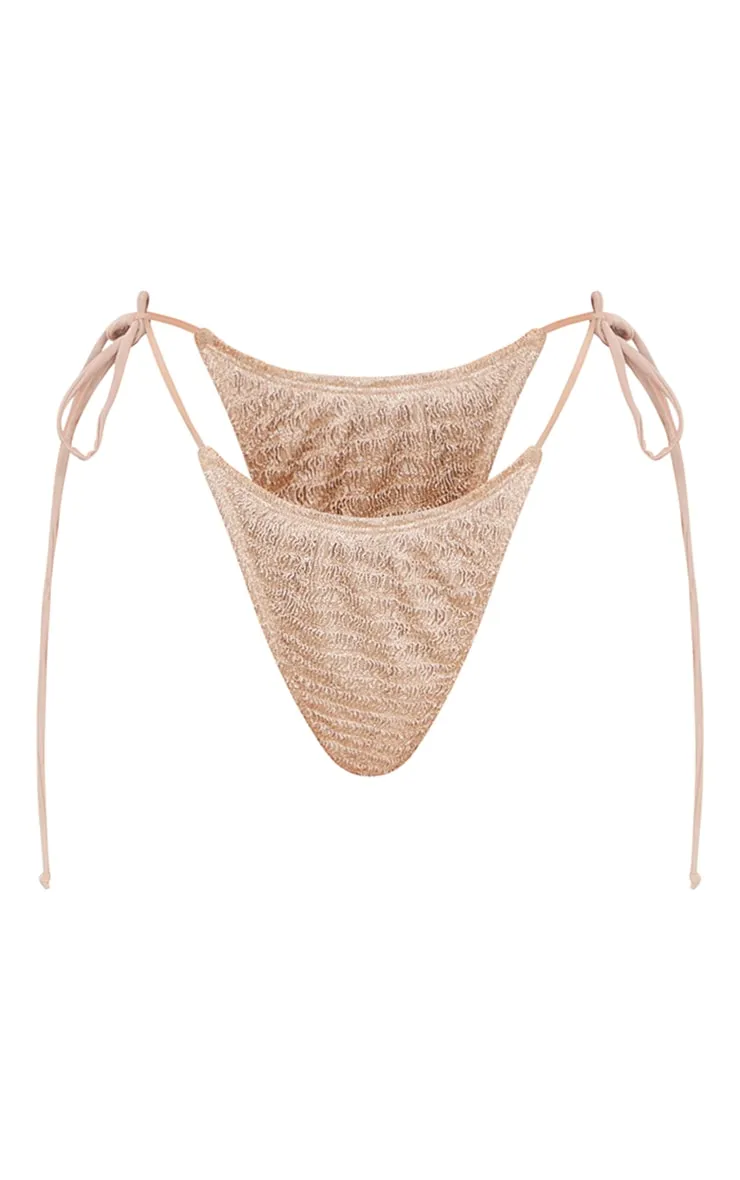 Beige Textured Tie Side Bikini Bottoms sold by Pretty Little Thing product image thumbnail 5