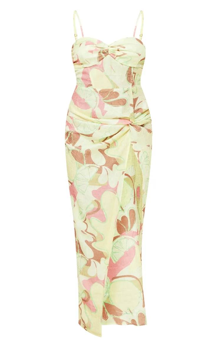 Brown Abstract Ruched Bust Knot Drape Detail Maxi Dress sold by Pretty Little Thing product image thumbnail 5