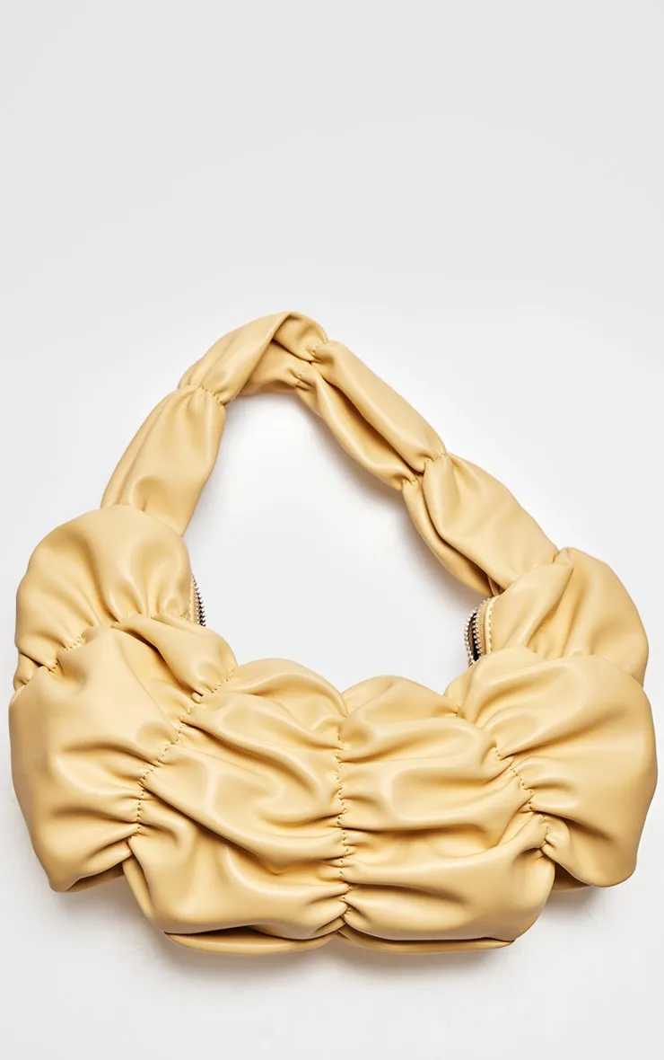 Pale Yellow PU Stretch Ruched Shoulder Bag sold by Pretty Little Thing product image thumbnail 3