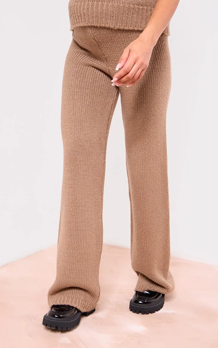 Maternity Taupe Knitted Wide Leg Trousers sold by Pretty Little Thing product image thumbnail 2