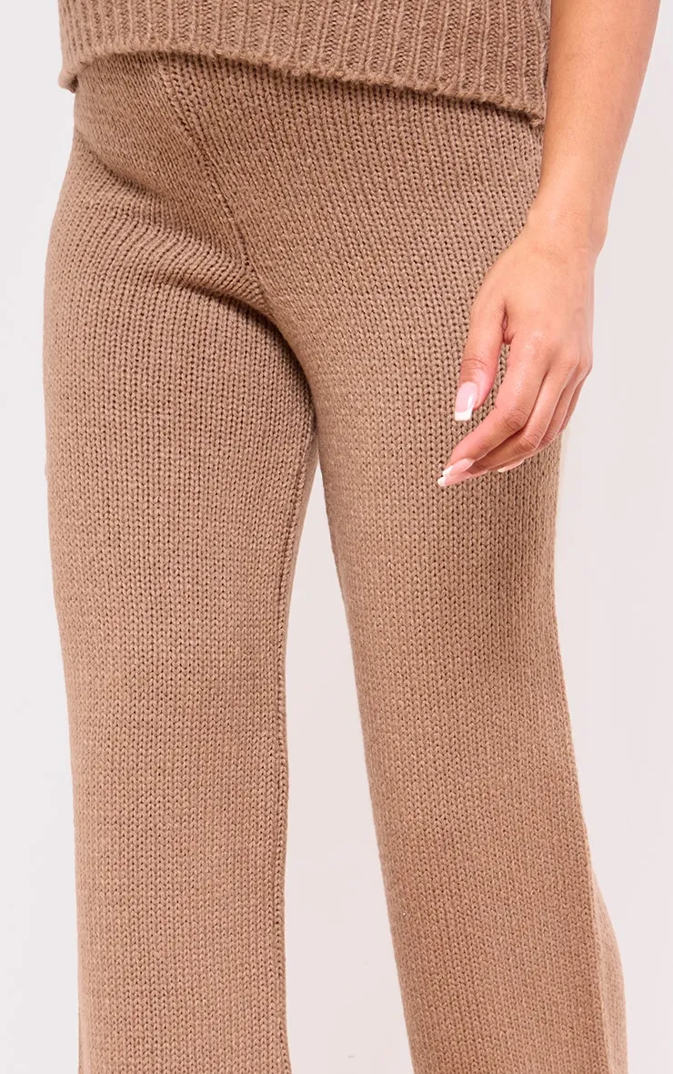 Maternity Taupe Knitted Wide Leg Trousers sold by Pretty Little Thing product image thumbnail 4