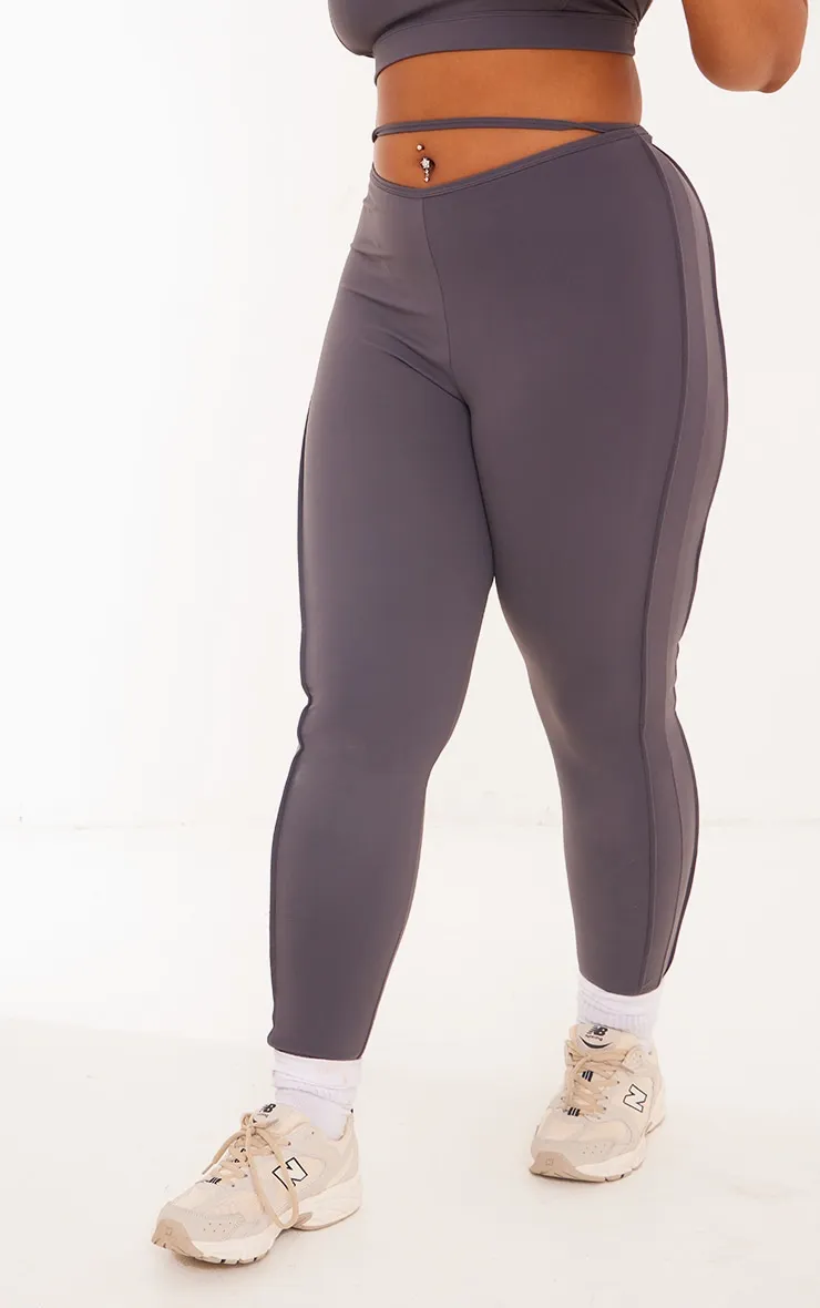 Plus Charcoal Sculpt Strappy Gym Leggings sold by Pretty Little Thing product image thumbnail 2