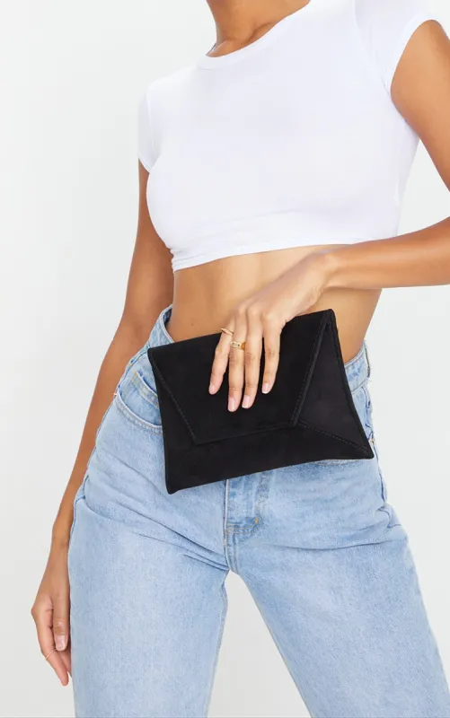 Black Envelope Clutch Bag sold by Pretty Little Thing