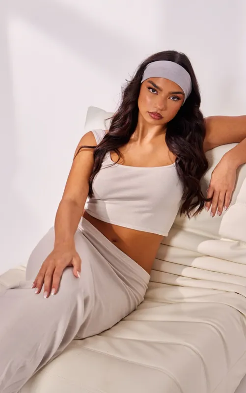 Light Grey Square Neck Knitted Top sold by Pretty Little Thing