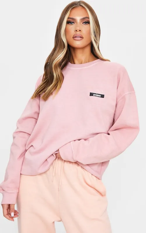 PRETTYLITTLETHING Dusty Pink Studio Washed Sweatshirt made by Pretty Little Thing