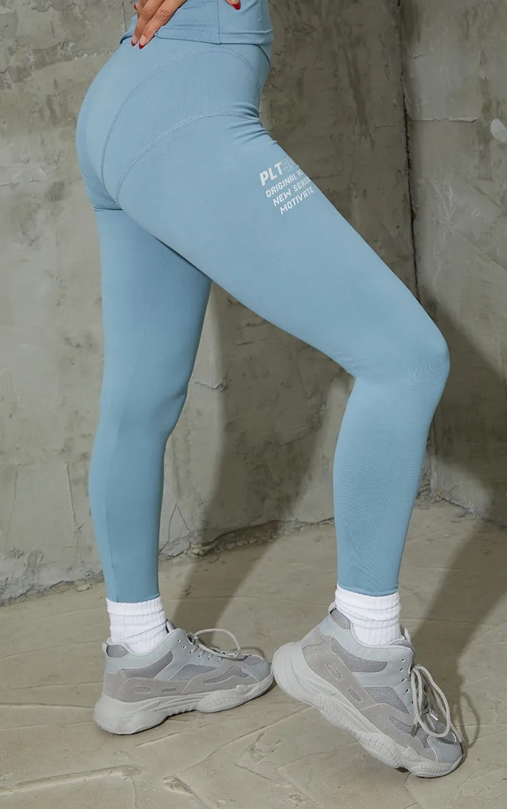 Steel Blue Stitch Detail Gym Leggings sold by Pretty Little Thing product image thumbnail 3