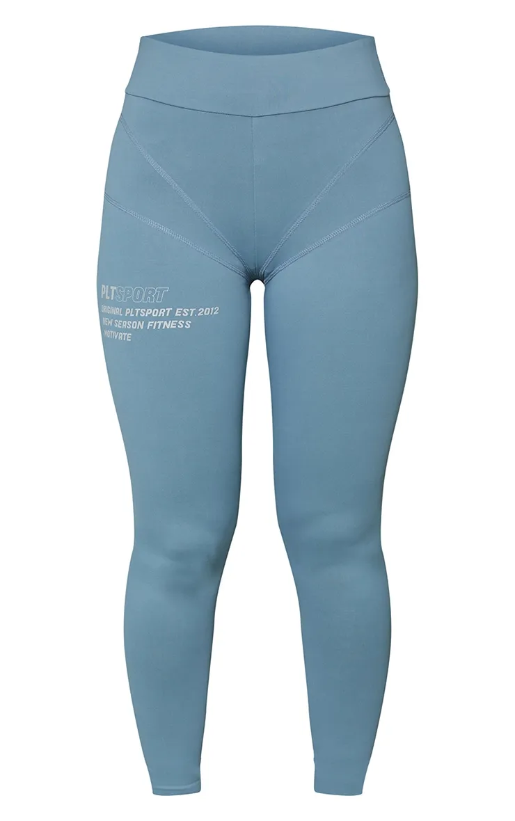 Steel Blue Stitch Detail Gym Leggings sold by Pretty Little Thing product image thumbnail 5