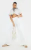 White Satin High Waisted Trousers sold by Pretty Little Thing