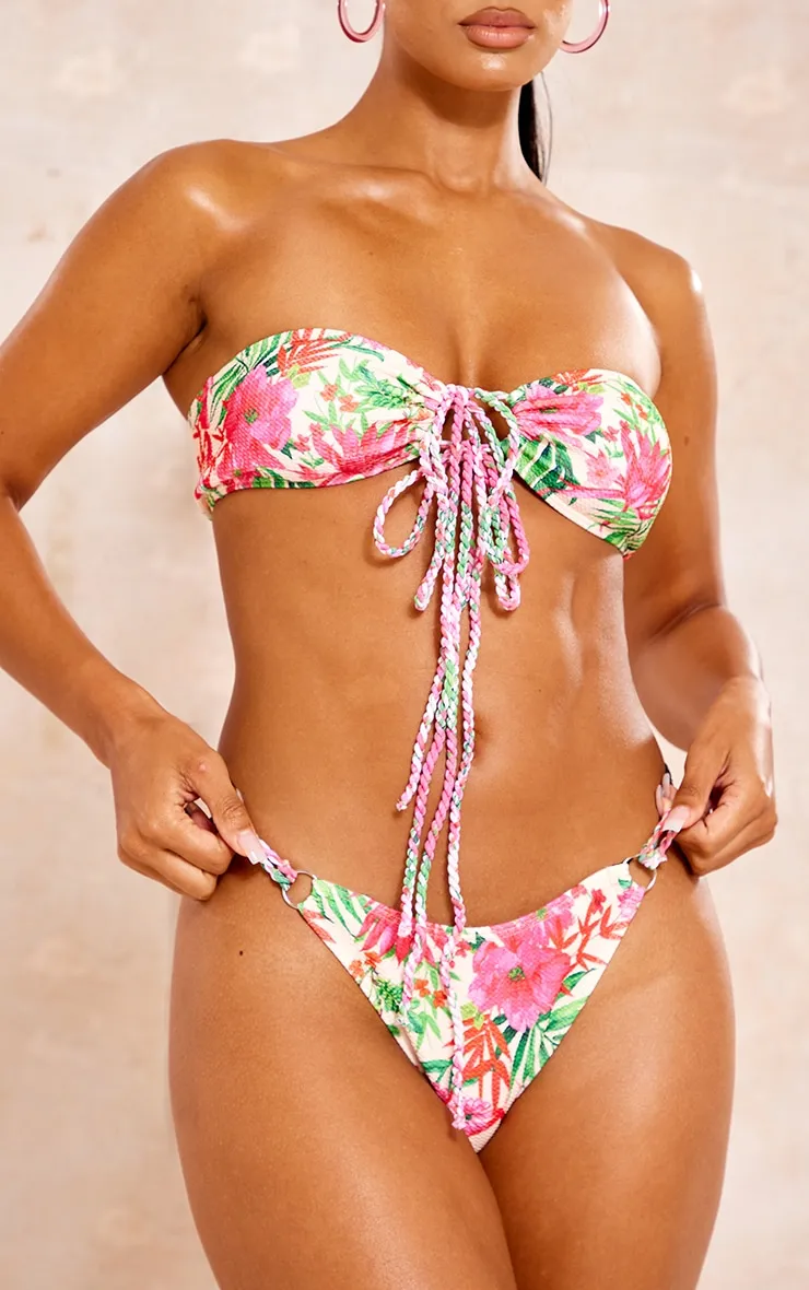 Green Oversized Leaf Textured Bikini Bottoms sold by Pretty Little Thing