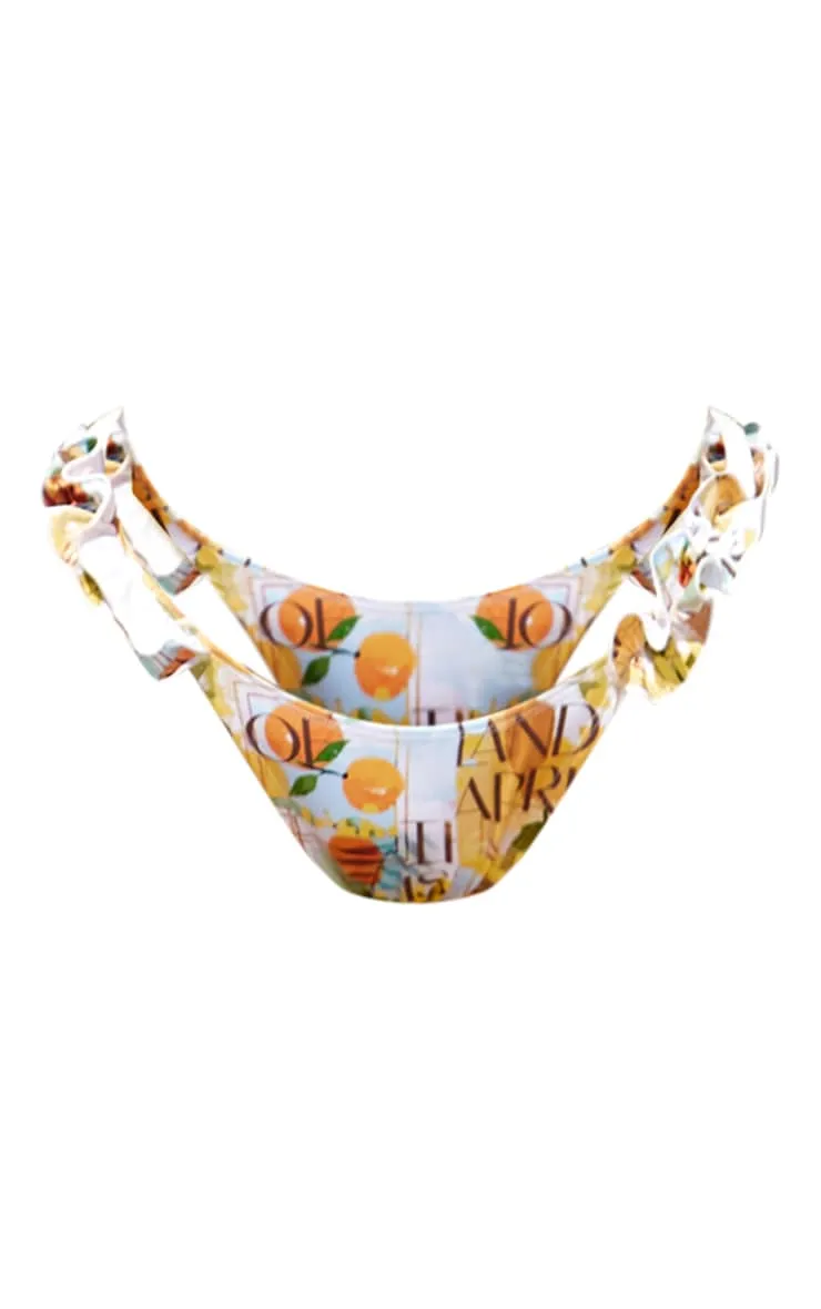Yellow Capri Print Ruffle Tanga Bikini Bottoms sold by Pretty Little Thing product image thumbnail 5