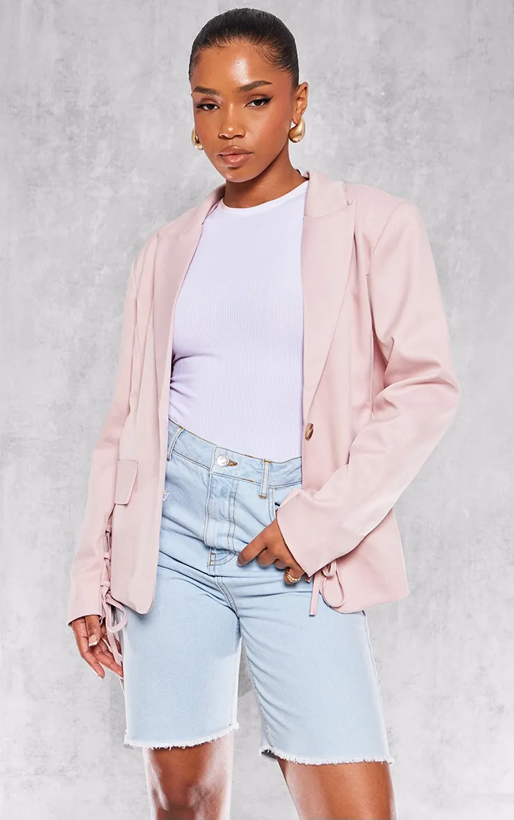 Pastel Pink Lace Up Sleeve Blazer sold by Pretty Little Thing product image thumbnail 3