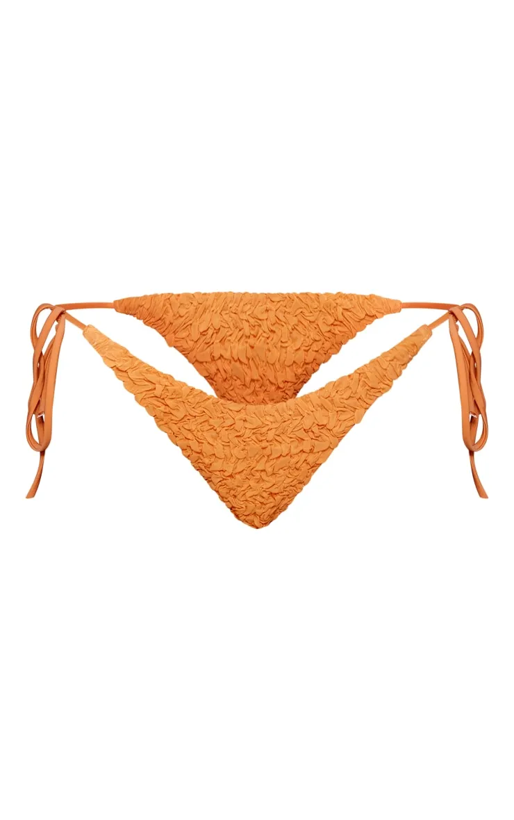 Orange Textured Tie Side Bikini Bottoms sold by Pretty Little Thing product image thumbnail 5
