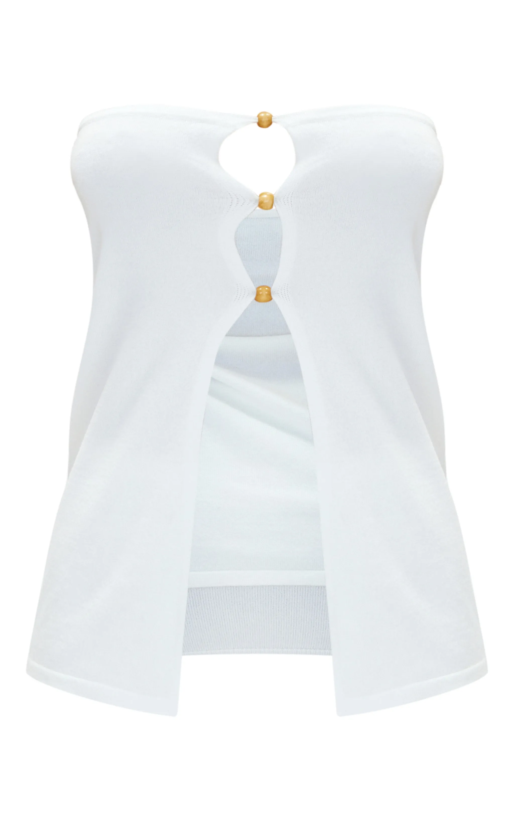Petite White Knitted Bandeau Open Front Top sold by Pretty Little Thing product image thumbnail 5