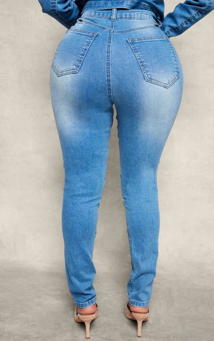Shape Light Blue Stretch Denim Seam Biker Skinny Jeans sold by Pretty Little Thing product image thumbnail 3