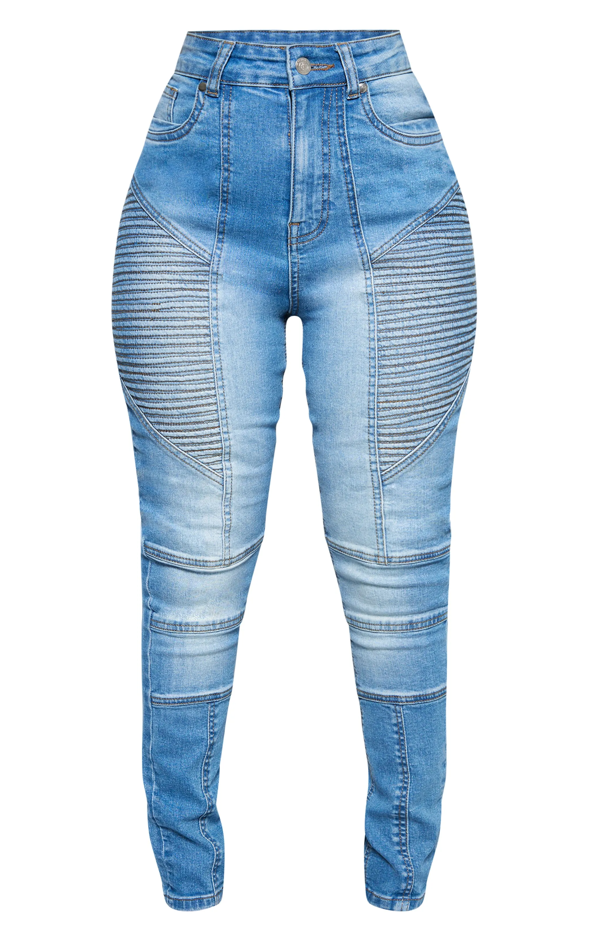 Shape Light Blue Stretch Denim Seam Biker Skinny Jeans sold by Pretty Little Thing product image thumbnail 5