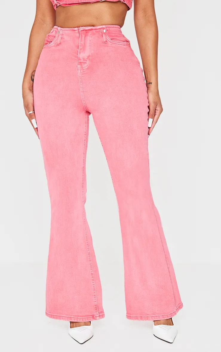 Shape Washed Red Denim Low Rise Flare Jeans sold by Pretty Little Thing product image thumbnail 2