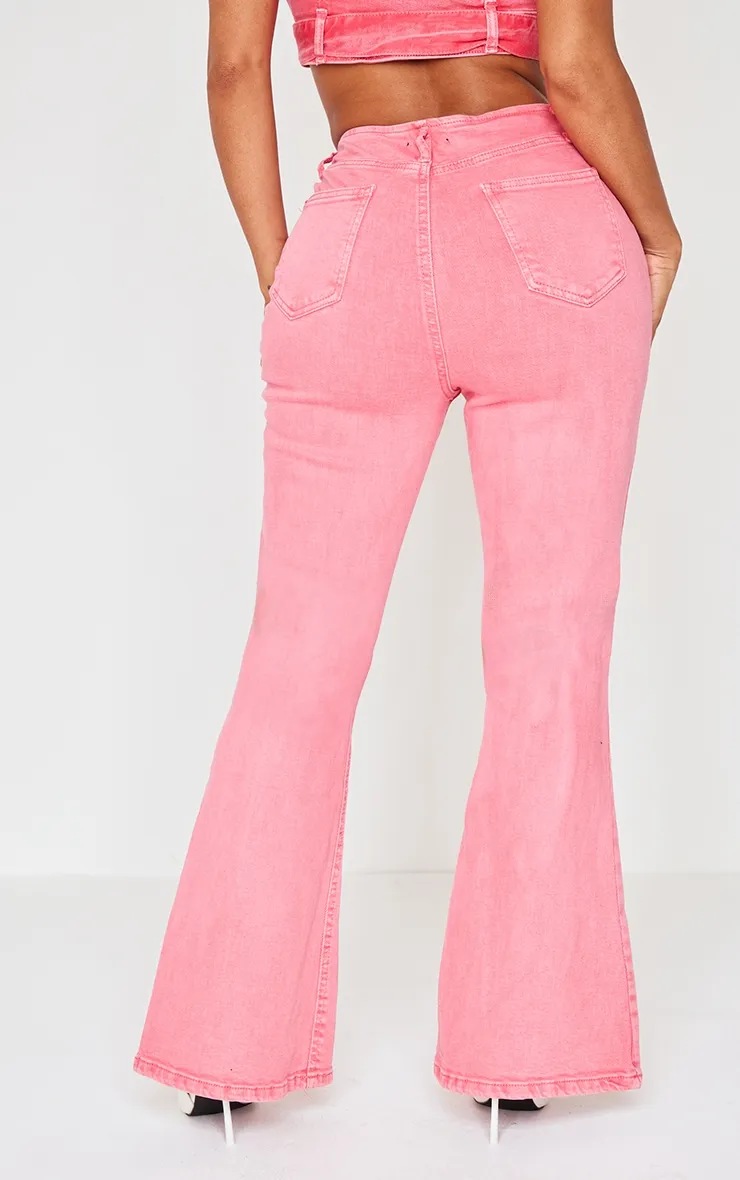 Shape Washed Red Denim Low Rise Flare Jeans sold by Pretty Little Thing product image thumbnail 3