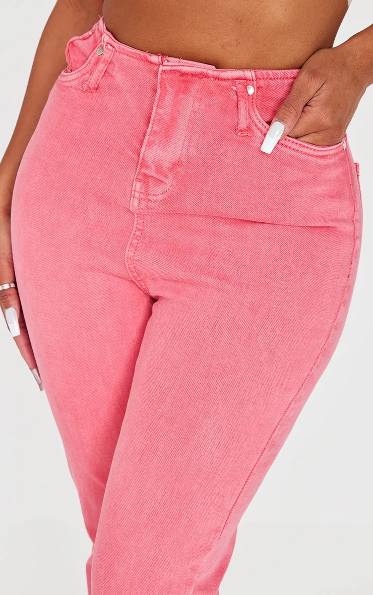 Shape Washed Red Denim Low Rise Flare Jeans sold by Pretty Little Thing product image thumbnail 4