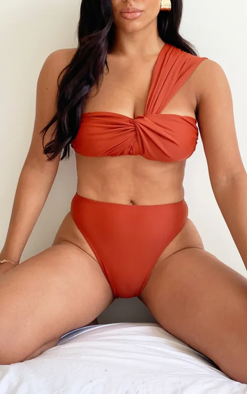 Brown High Waist Bikini Bottoms sold by Pretty Little Thing