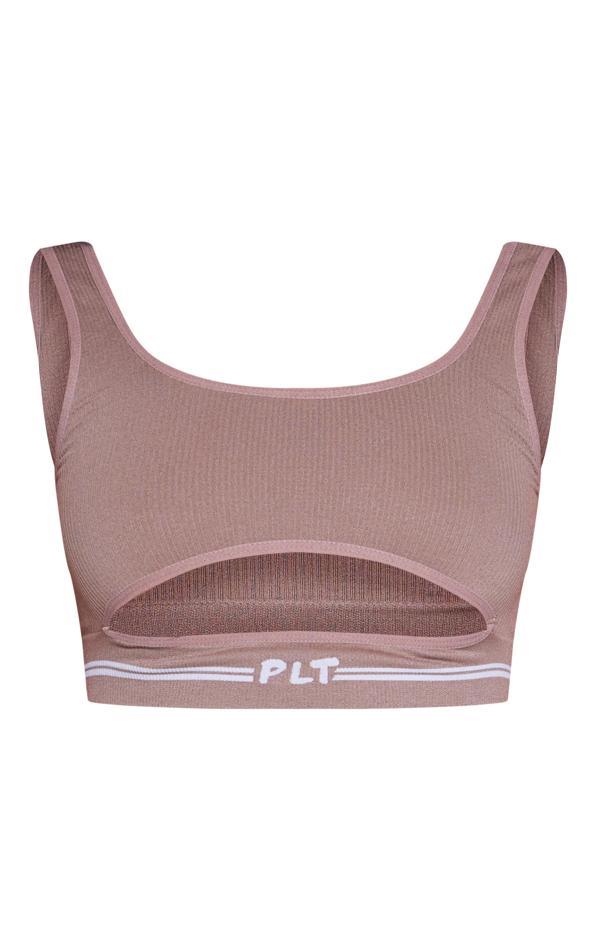 PRETTYLITTLETHING Mocha Seamless Rib Cut Out Bralette sold by Pretty Little Thing product image thumbnail 5
