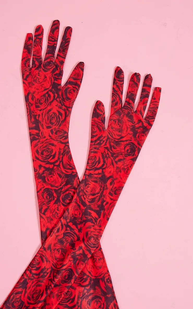 Red Rose Mesh Gloves sold by Pretty Little Thing product image thumbnail 3