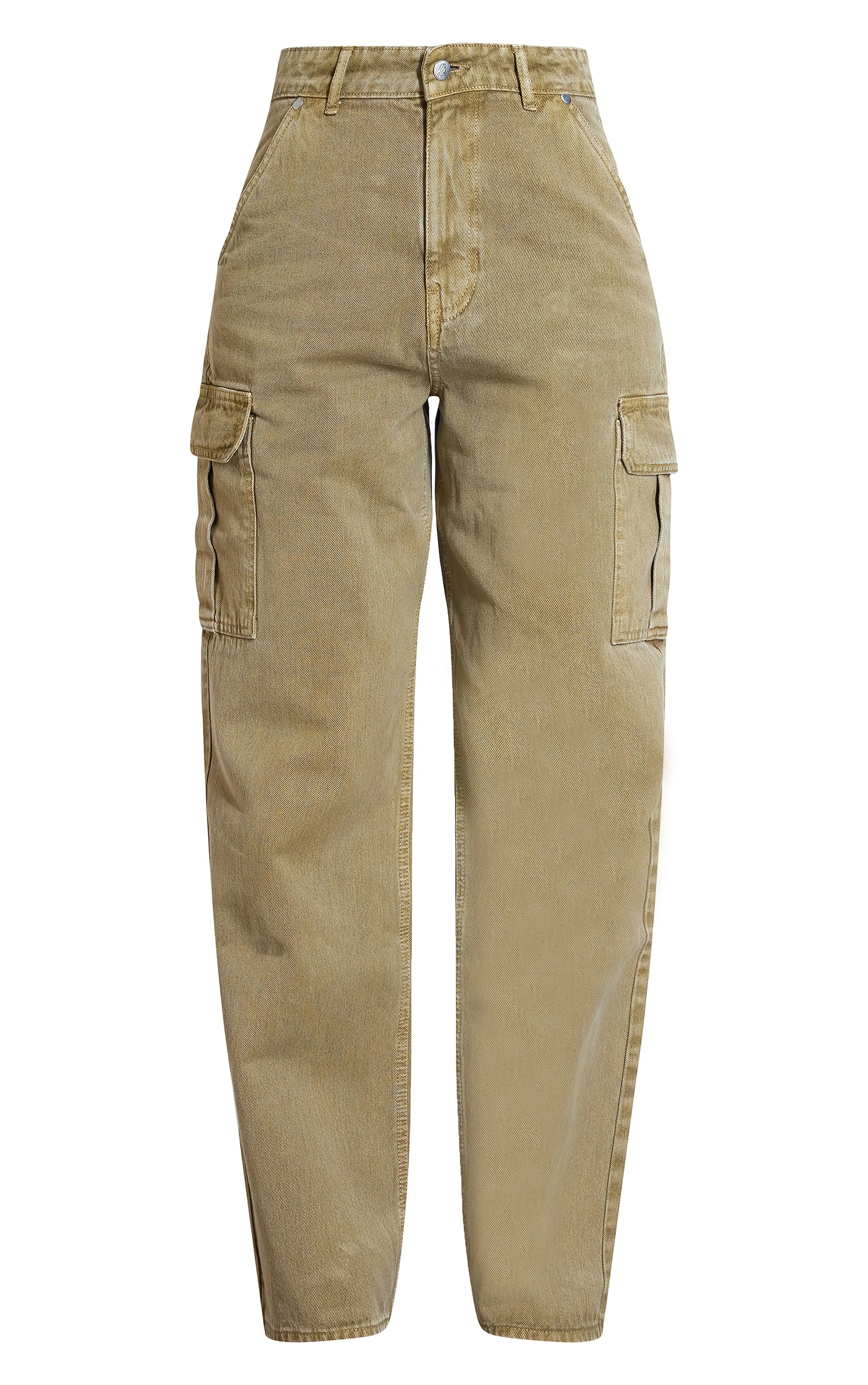 Tall Washed Khaki Low Rise Wide Leg Cargo Jeans sold by Pretty Little Thing product image thumbnail 5