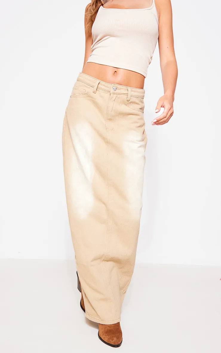 Washed Stone Denim Maxi Skirt sold by Pretty Little Thing product image thumbnail 2