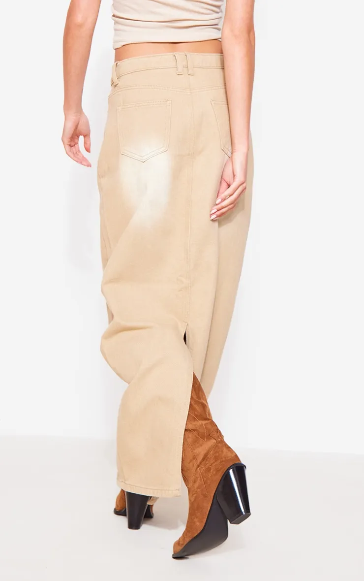 Washed Stone Denim Maxi Skirt sold by Pretty Little Thing product image thumbnail 3