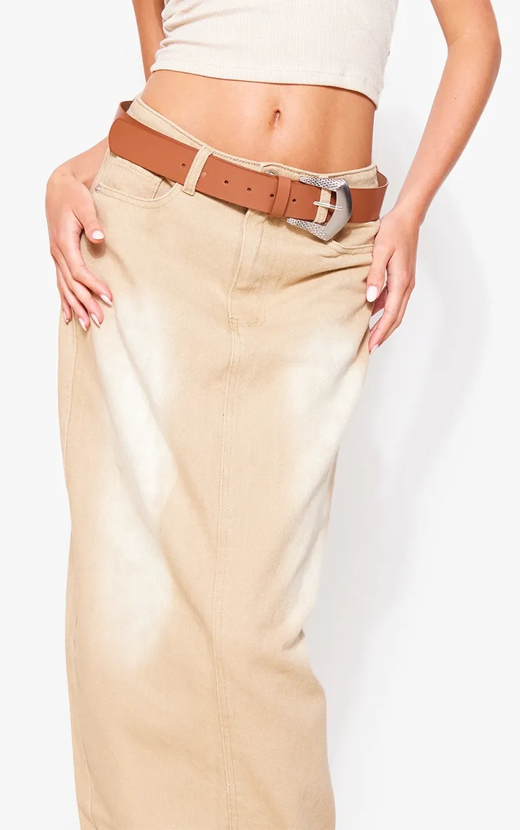 Washed Stone Denim Maxi Skirt sold by Pretty Little Thing product image thumbnail 4