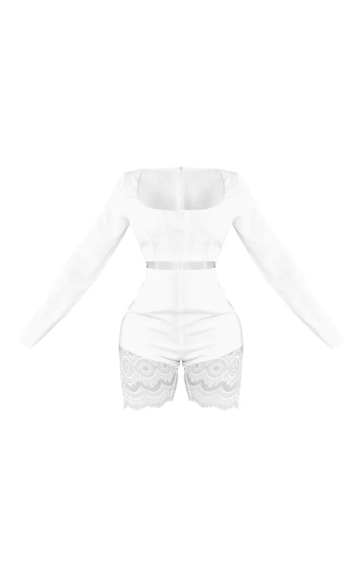 Shape White Corset Under Bust Lace Trim Unitard sold by Pretty Little Thing product image thumbnail 5