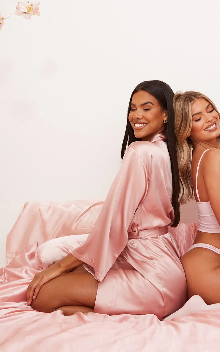 Dusty Pink Satin Robe sold by Pretty Little Thing product image thumbnail 4