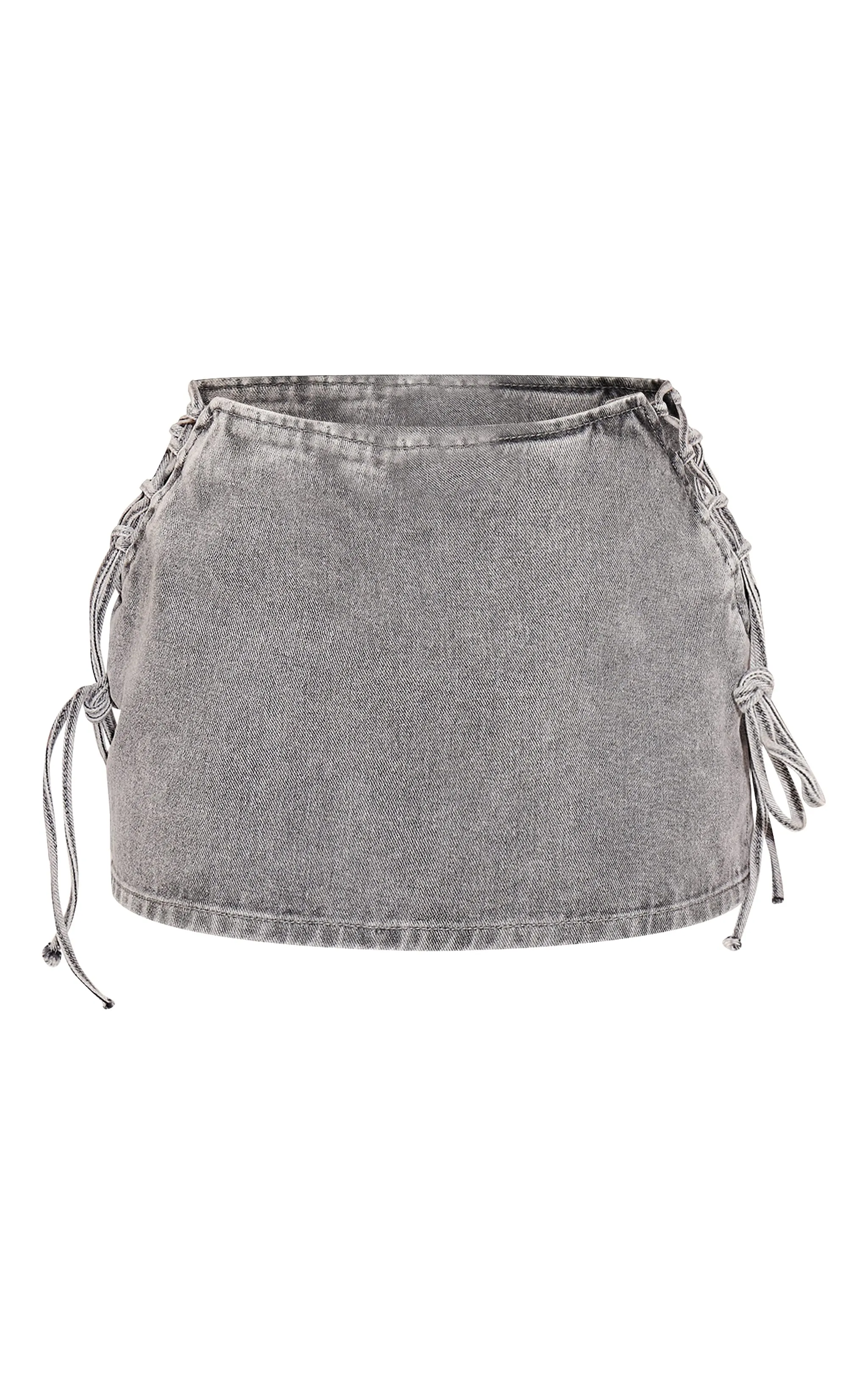 Petite Light Grey Denim Lace Up Mini Skirt sold by Pretty Little Thing product image thumbnail 5