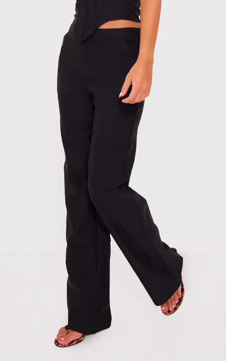 Black Woven Low Rise Straight Leg Trouser sold by Pretty Little Thing product image thumbnail 2