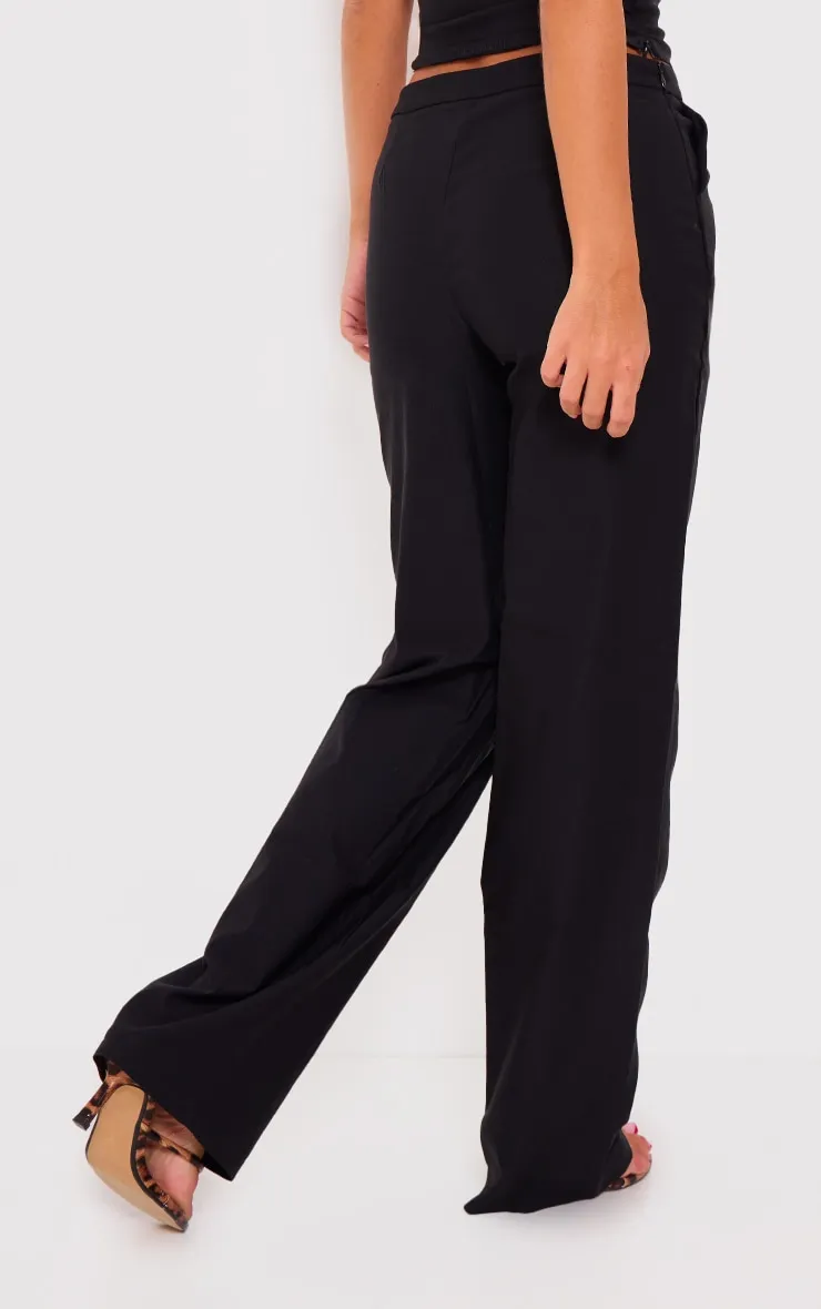 Black Woven Low Rise Straight Leg Trouser sold by Pretty Little Thing product image thumbnail 3
