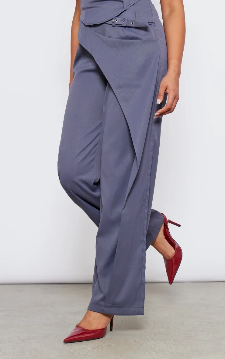 Tall Charcoal Tailored Cut Out Detail Wide Leg Trousers sold by Pretty Little Thing product image thumbnail 2
