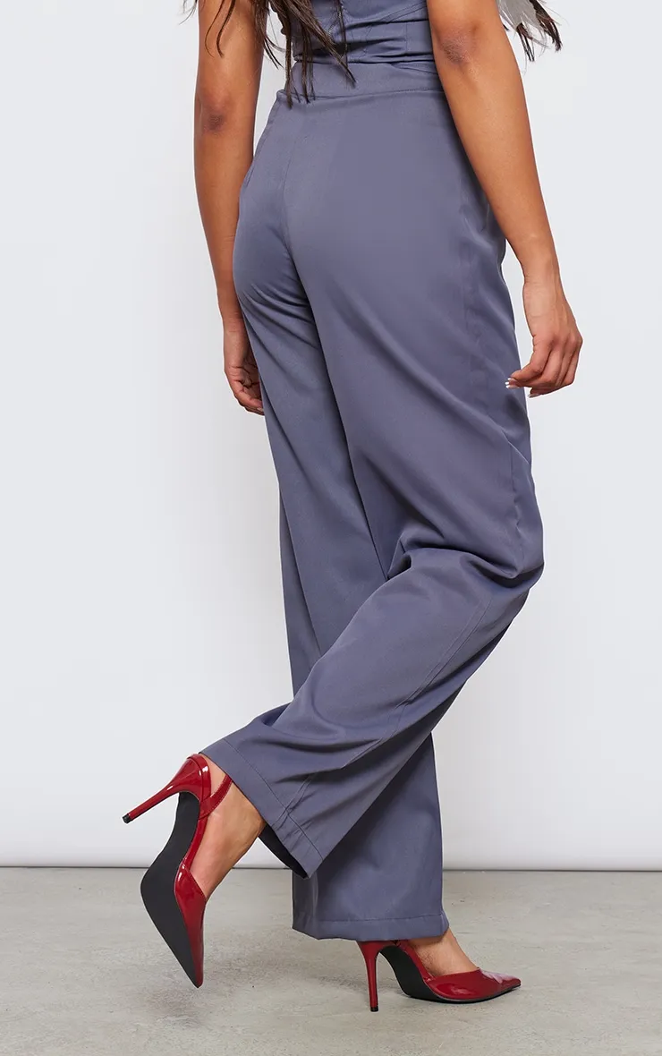 Tall Charcoal Tailored Cut Out Detail Wide Leg Trousers sold by Pretty Little Thing product image thumbnail 3
