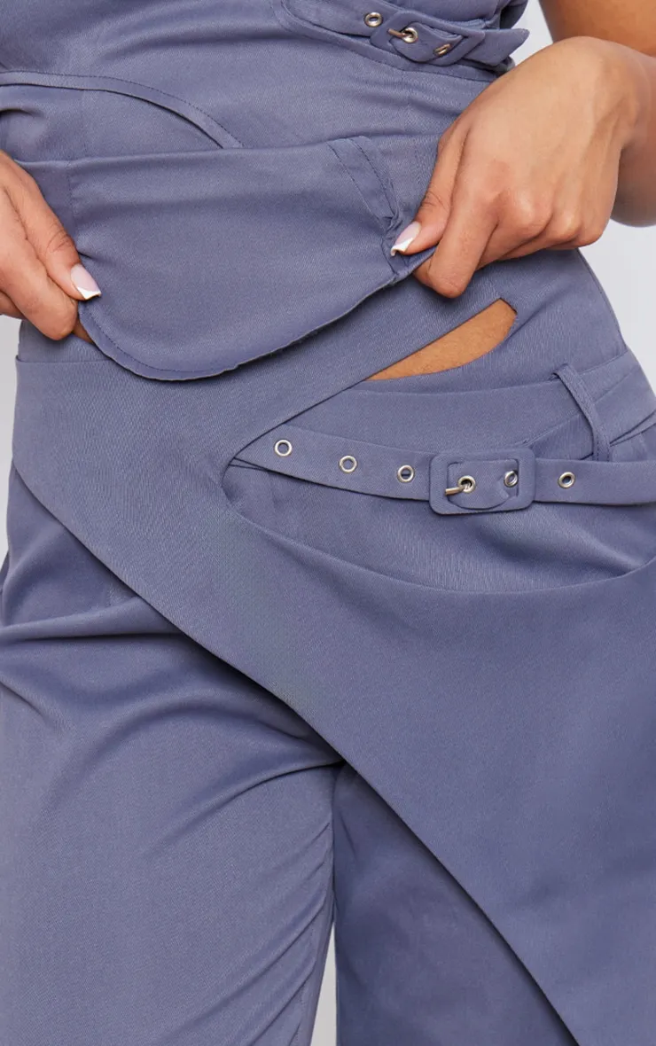 Tall Charcoal Tailored Cut Out Detail Wide Leg Trousers sold by Pretty Little Thing product image thumbnail 4