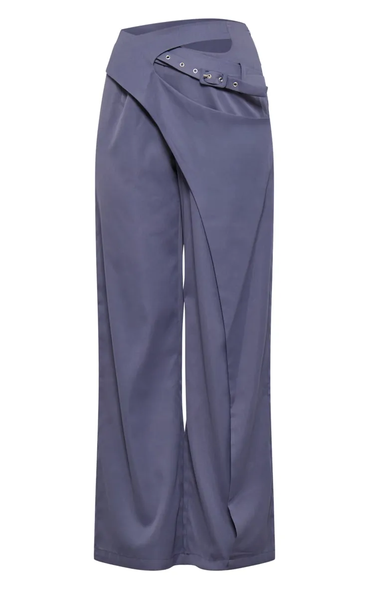 Tall Charcoal Tailored Cut Out Detail Wide Leg Trousers sold by Pretty Little Thing product image thumbnail 5