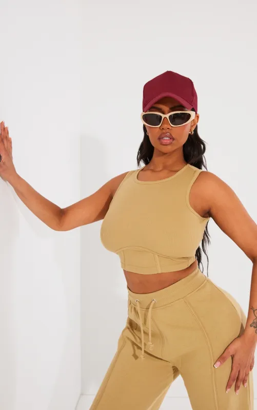 Shape Stone Thick Ribbed Under Bust Binded Crop Top made by Pretty Little Thing