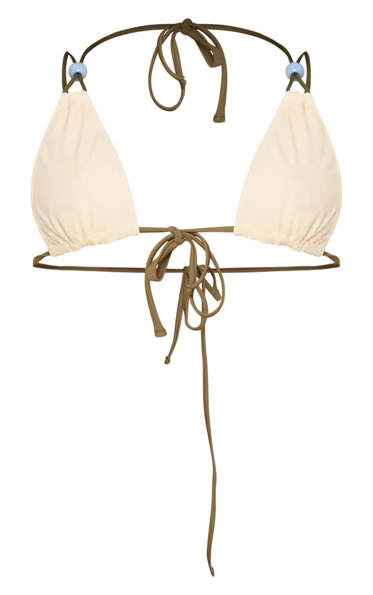 Cream Contrast Strap Tie Waist Beaded Bikini Top sold by Pretty Little Thing product image thumbnail 5