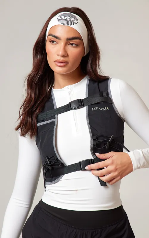 PLT RUN Black Running Contrast Binded Reflective Hydration Vest sold by Pretty Little Thing