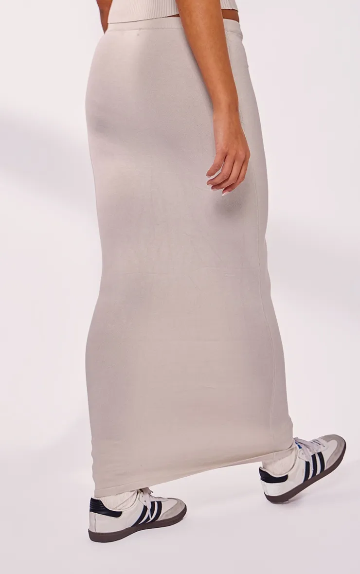 Light Grey Floaty Knitted Maxi Skirt sold by Pretty Little Thing product image thumbnail 3
