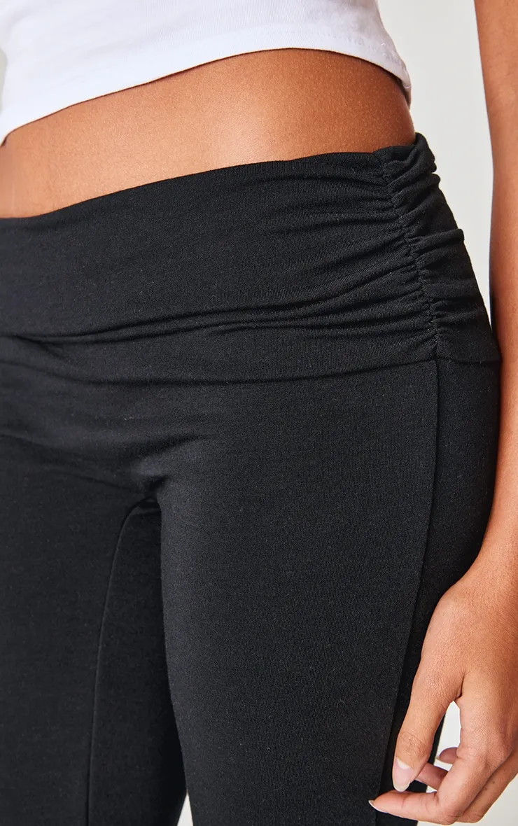 Black Contour Jersey Foldover Waist Ruched Side Flared Trousers sold by Pretty Little Thing product image thumbnail 4
