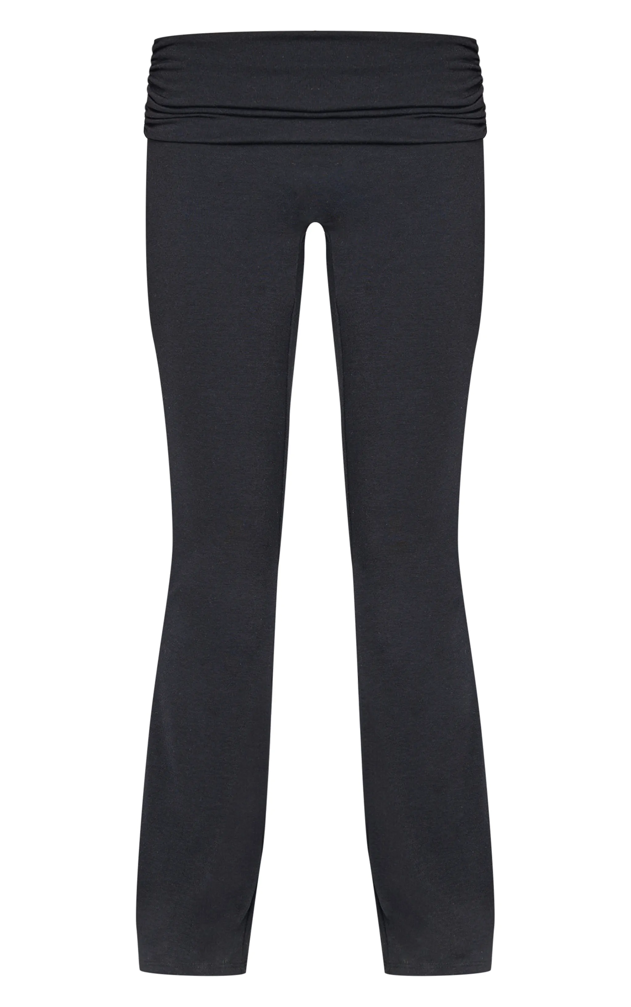 Black Contour Jersey Foldover Waist Ruched Side Flared Trousers sold by Pretty Little Thing product image thumbnail 5