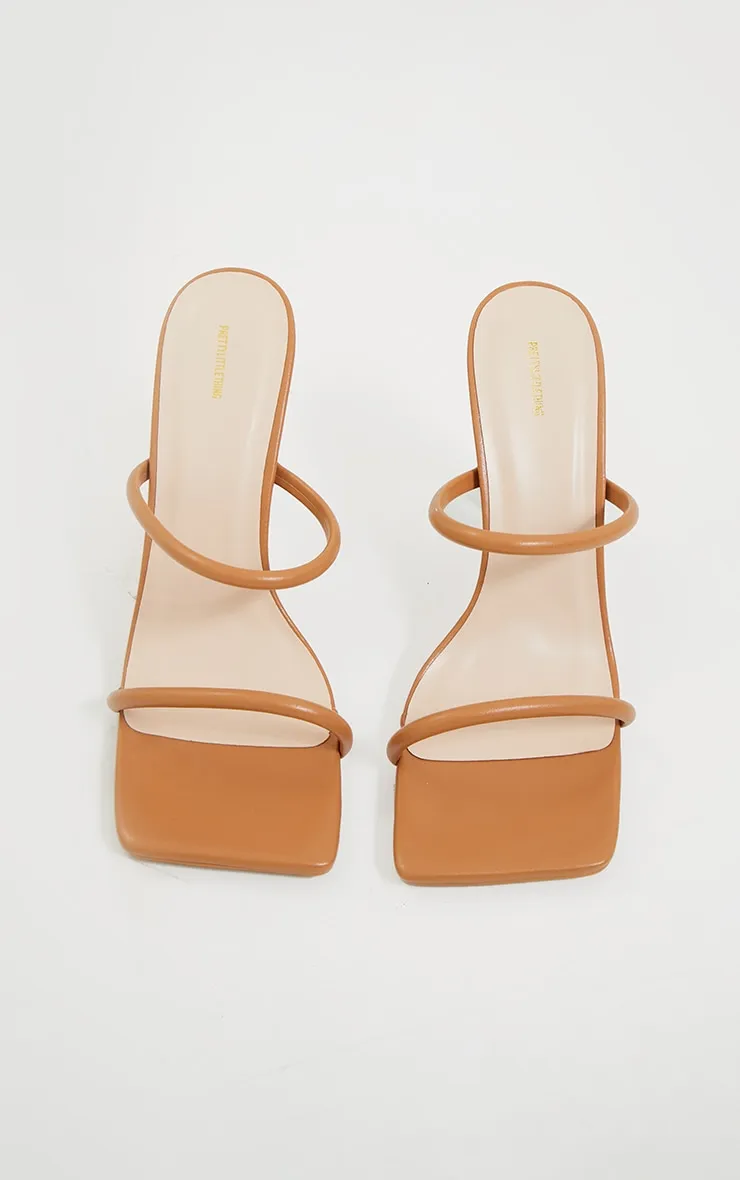 Tan PU Extreme Square Toe Twin Strap Mule High Heel sold by Pretty Little Thing product image thumbnail 3