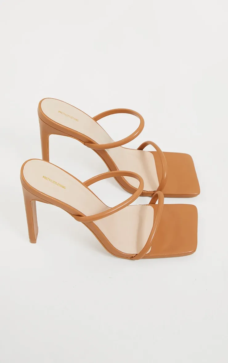 Tan PU Extreme Square Toe Twin Strap Mule High Heel sold by Pretty Little Thing product image thumbnail 4